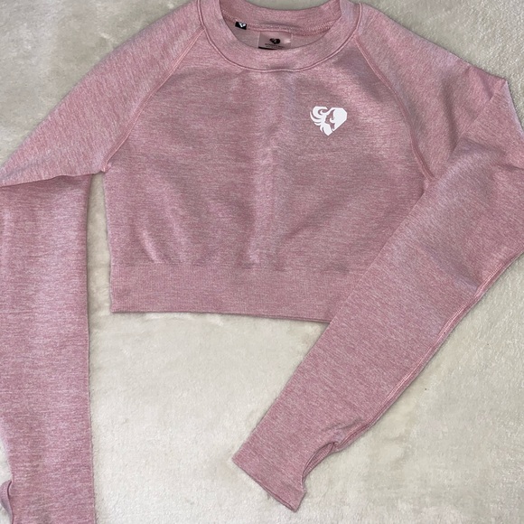 Women’s Best Move Seamless Long Sleeve Crop Top - Small - Light Pink Marl 💖 - Picture 5 of 6